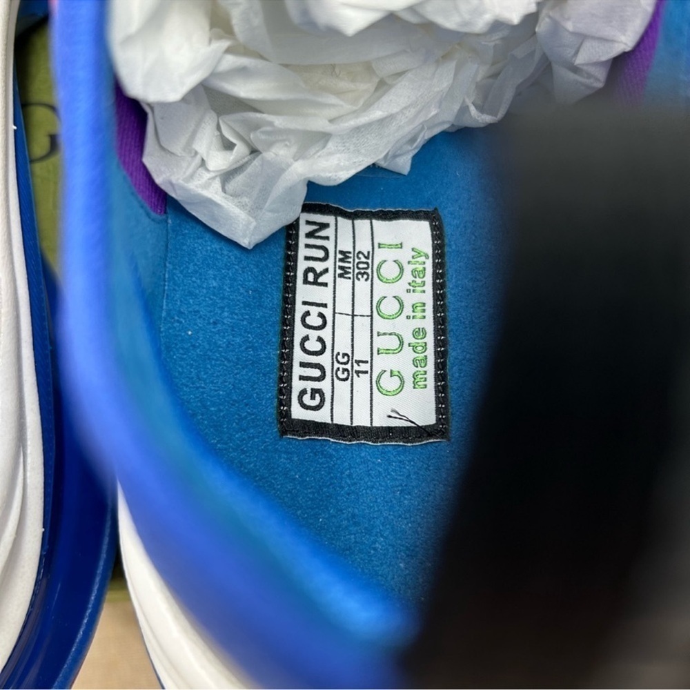 Men’s Gucci blue run low top sneaker size 11 made in Italy - Picture 7 of 9